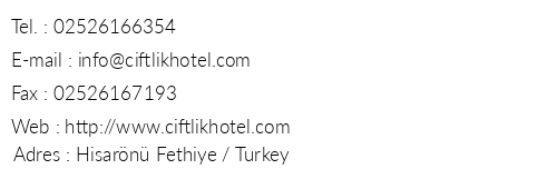 iftlik Hotel telefon numaralar, faks, e-mail, posta adresi ve iletiim bilgileri